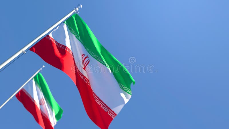 3D rendering of the national flag of Iran waving in the wind vector illustration
