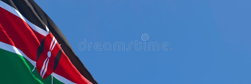 3D rendering of the national flag of Kenya waving in the wind royalty free illustration
