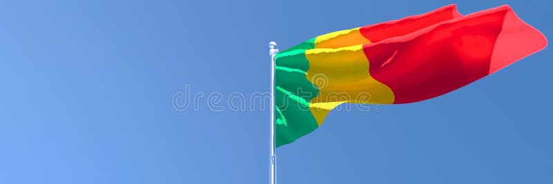 3D rendering of the national flag of Mali waving in the wind stock illustration