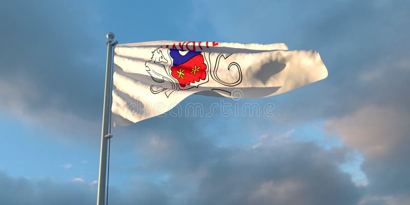 Mayotte National Flag waving in the wind, isolated white