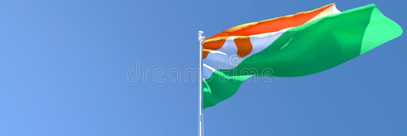 3D rendering of the national flag of Niger waving in the wind vector illustration