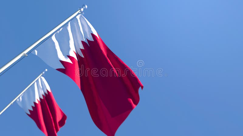 3D rendering of the national flag of Qatar waving in the wind stock illustration