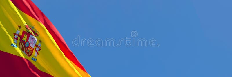 3D rendering of the national flag of Spain waving in the wind vector illustration