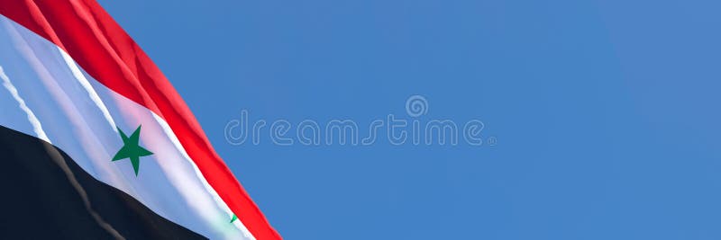 3D rendering of the national flag of Syria waving in the wind royalty free illustration