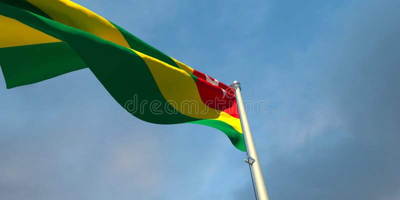3d rendering of the national flag of the Togo vector illustration