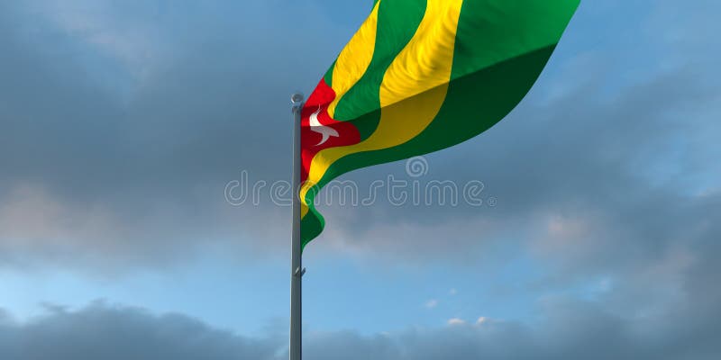 3d rendering of the national flag of the Togo stock illustration