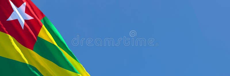3D rendering of the national flag of Togo waving in the wind vector illustration