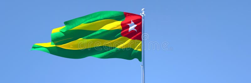 3D rendering of the national flag of Togo waving in the wind royalty free illustration