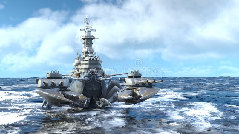 3D rendering of the naval ship vector illustration