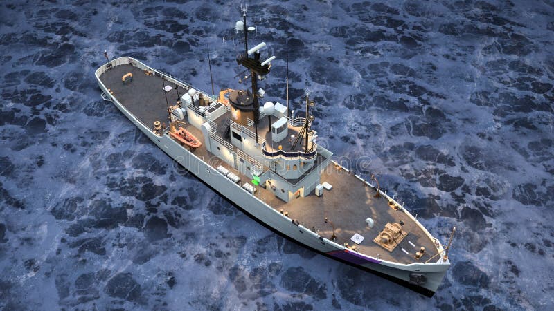 3d renderização do navio naval ilustração royalty free