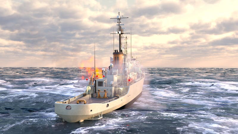 3d renderização do navio naval ilustração stock