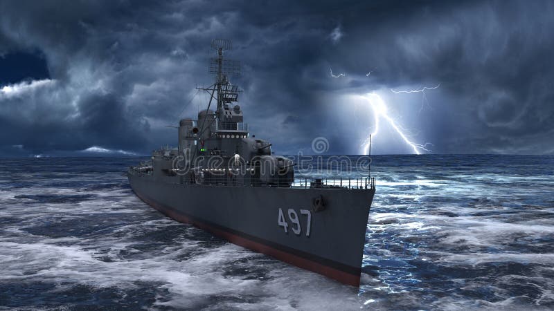 3D rendering of the naval ship royalty free illustration