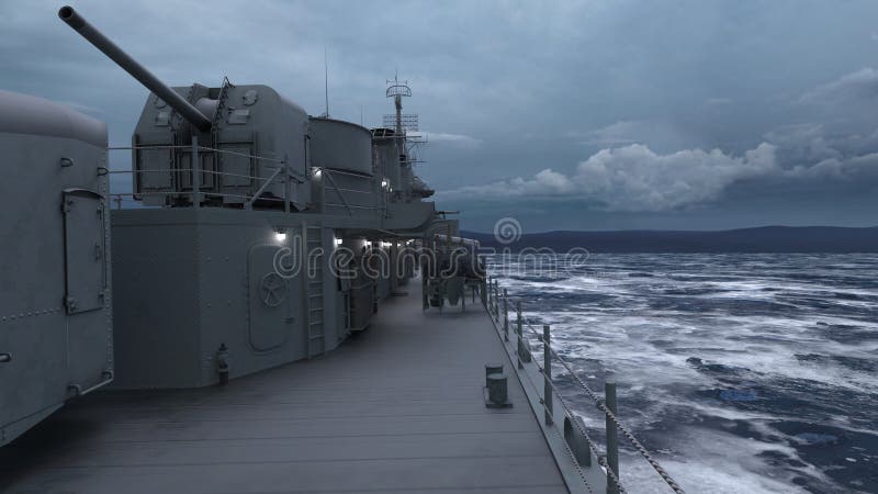 3D rendering of the naval ship stock illustration