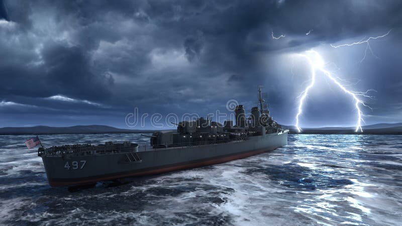 3D rendering of the naval ship royalty free illustration