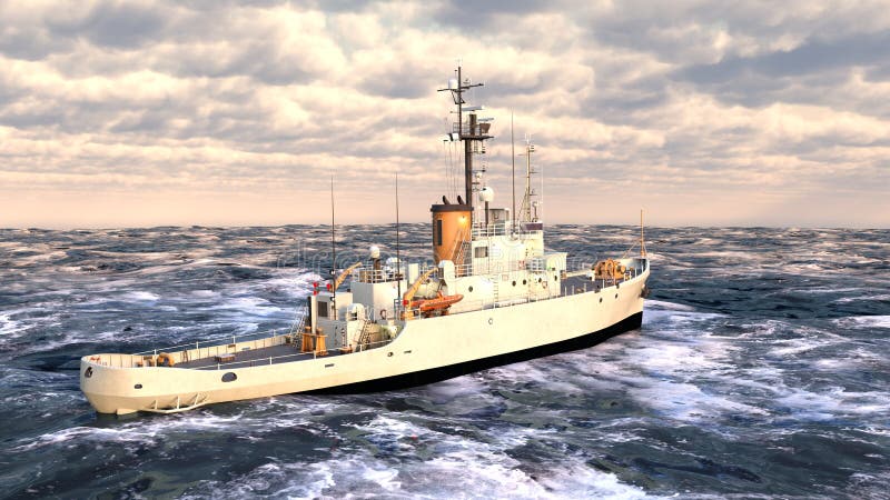 3d renderização do navio naval ilustração royalty free