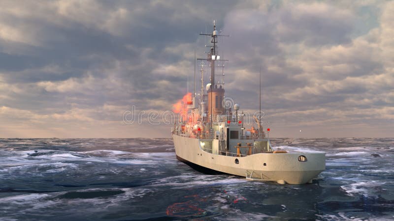 3d renderização do navio naval ilustração royalty free