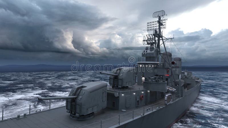 3D rendering of the naval ship vector illustration
