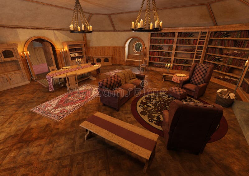 3D Rendering Old Library vector illustration