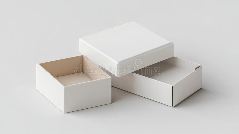 Open White Cardboard Box Mockup Stock Illustration - Illustration of ...