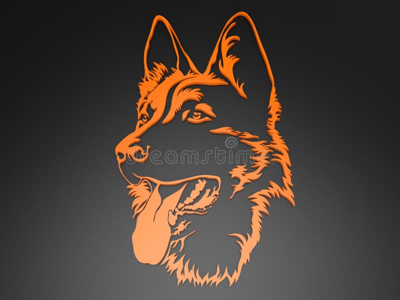 3D rendering - Orange German Shepherd dog cutout
