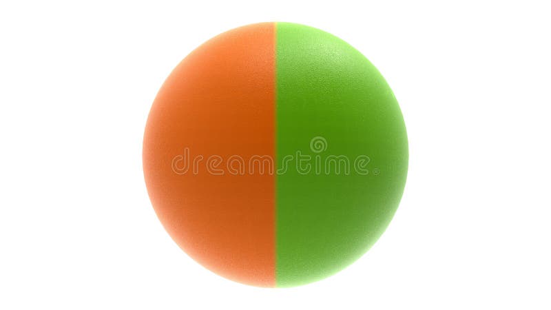 3D rendering - orange and green half textured sphere royalty free illustration
