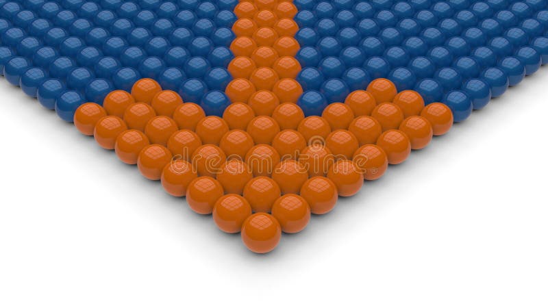3D rendering - orange sphere in shape of an arrow vector illustration