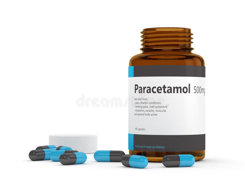 3d Rendering of Paracetamol Pills Over White Stock Illustration
