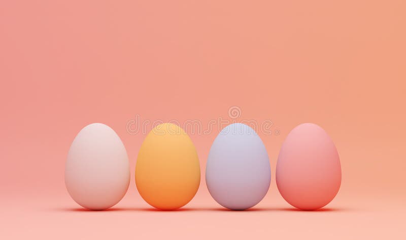 3D rendering of pastel Easter eggs with negative space