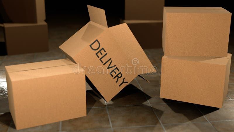 Lots Cardboard Boxes Pile Basement Storage Stock Illustration