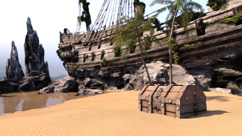 3d Rendering Piratership stock abbildung