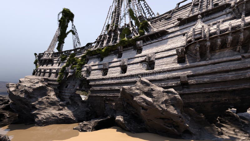 3d Rendering Piratership lizenzfreie abbildung