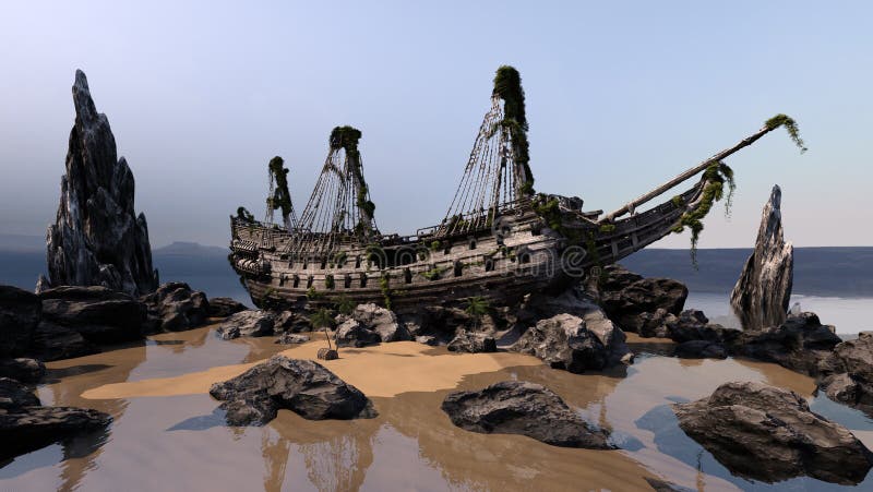 3d Rendering Piratership stock abbildung