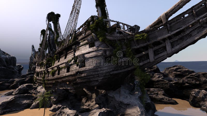 3d Rendering Piratership stock abbildung