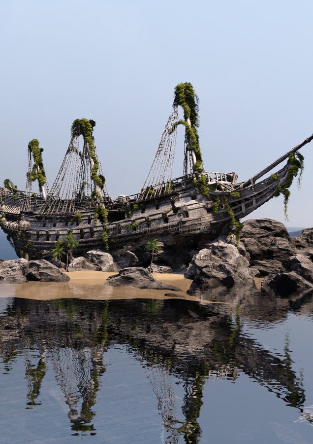 3d Rendering Piratership vektor abbildung