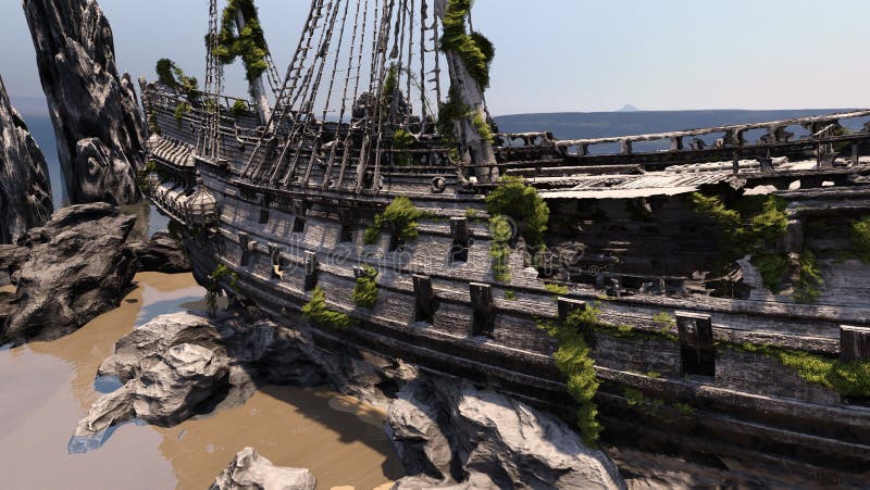 3d Rendering Piratership vektor abbildung