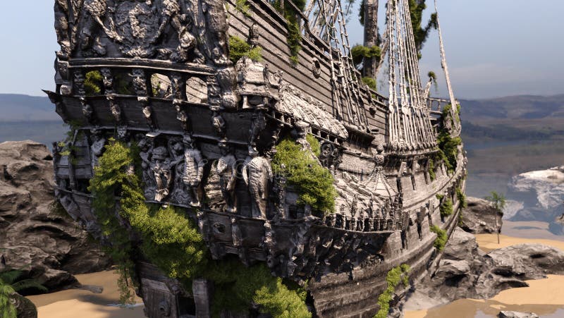 3d Rendering Piratership stock abbildung