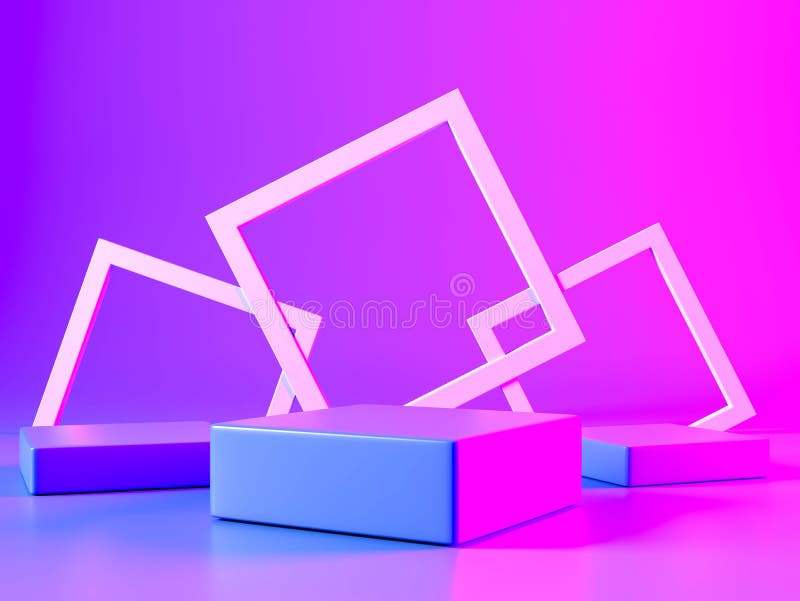 3d rendering, podium shelf Pink and purple minimal abstract background for cosmetic product presentation, Abstract vector illustration.