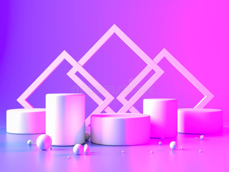 3d rendering, podium shelf Pink and purple minimal abstract background for cosmetic product presentation, Abstract vector illustration.