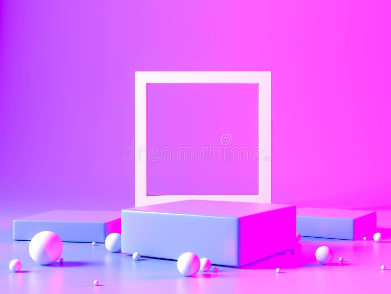 3d rendering, podium shelf Pink and purple minimal abstract background for cosmetic product presentation, Abstract royalty free illustration.