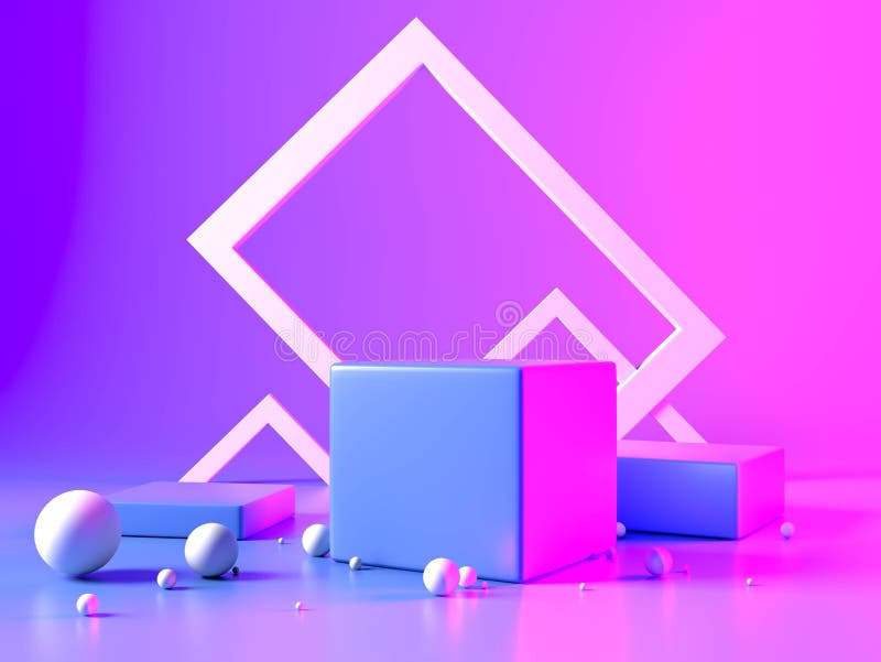 3d rendering, podium shelf Pink and purple minimal abstract background for cosmetic product presentation, Abstract vector illustration.