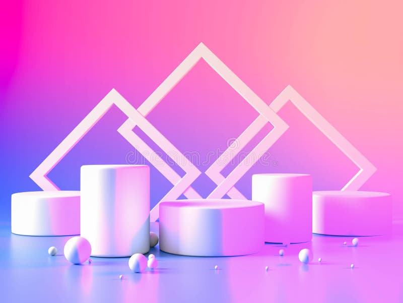 3d rendering, podium shelf Pink and purple minimal abstract background for cosmetic product presentation, Abstract stock illustration.