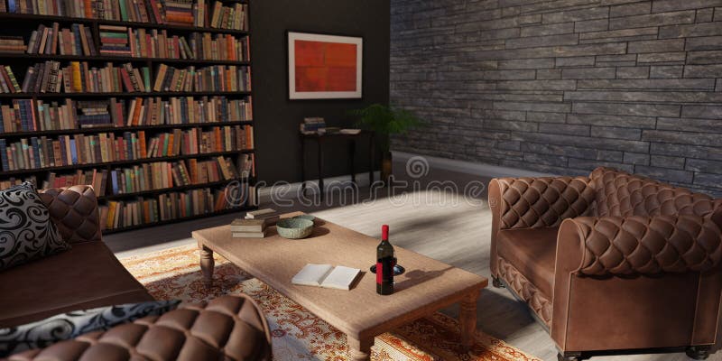 3D Rendering Private Library stock illustration