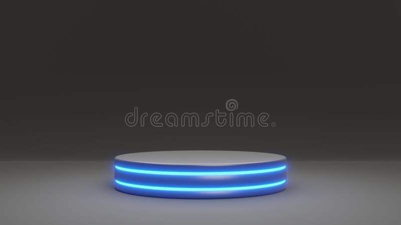 3D rendering product stand pedestral podium platform stage in studio. Modern black and blue shade emission. Abstract minimal stock illustration 3D rendering product stand pedestral podium platform stage in studio. Modern black and blue shade emission. Abstract minimal stock illustration