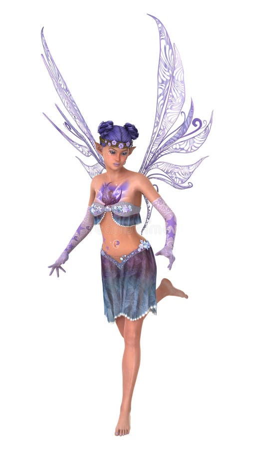 3D Rendering Purple Fairy stock illustration