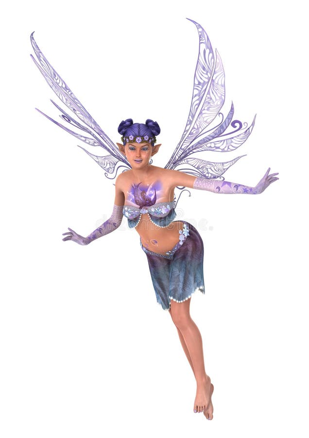 3D Rendering Purple Fairy on White royalty free illustration