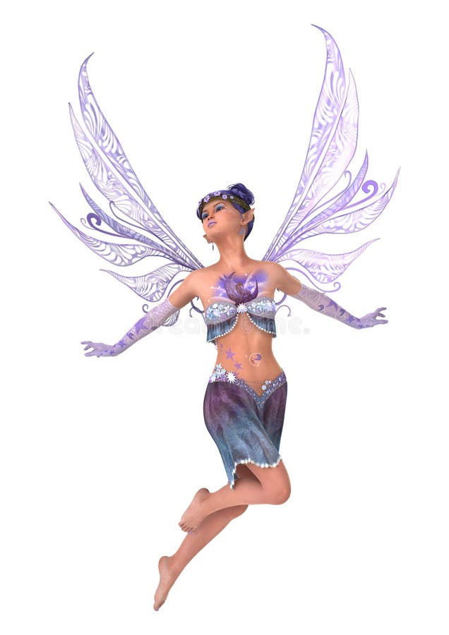 3D Rendering Purple Fairy on White royalty free illustration