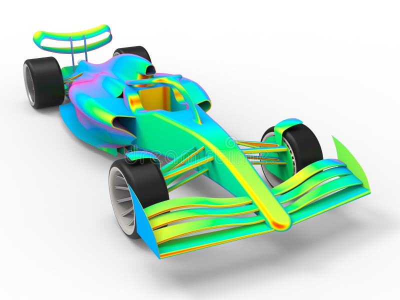 3D Render F1 Racing Car Chassis Finite Element Analysis Stock