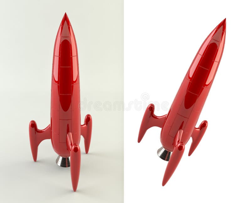 Merciful Sequel beat 3D Rendering of a Red Comic Style Rocket Stock Illustration - Illustration  of object, spacecraft: 69657288