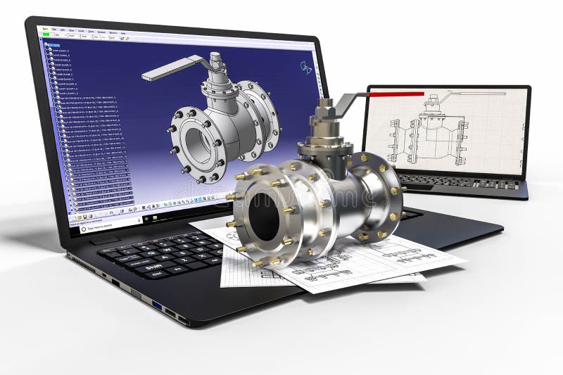 3D rendering representing a computer aided design stock illustration