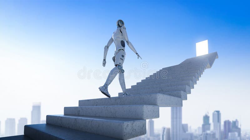 Robot walk to target stock illustration Robot walk to target stock illustration